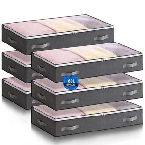 Boic Lot De 6 Sac De Rangement Sous Lit, 60L Pliables Boite De Rangement Sous Lit, Sac Rangement Vetement Avec Fen&ecirc;tre Transparente Housse De Rangement Vetement Pour Rangement De Couette V&ecirc;tements (Au Honr, neuf)