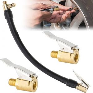 YUEMING Gonfleur de Valve Schrader Tube Pompe &agrave; V&eacute;lo Tuyau 40cm d'extension Cordon avec 2 Embout de Gonflage Laiton Embout Gonfleur Paddle Gonflage Valve Raccord pour Voiture V&eacute;lo Moto (YUEMING, neuf)