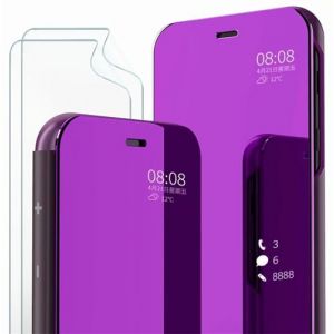 MLOTECH Coque pour Huawei P30 Pro,Cover + Verre trempé Flip Clear View Translucide Miroir Cover Standing 360°Housse étui Antichoc Smart Cover Bumper Bleu Violet (MLOTECH, neuf)