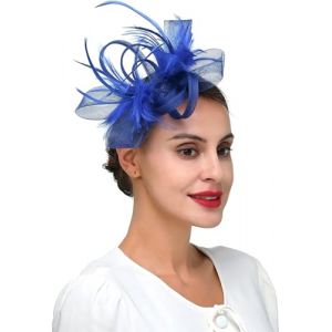 LXYDPZ Bandeau Bibi pour Femme, Pince à Cheveux, Chapeau, Fleur, Voile en Maille, fascinateur de Mariage, Bleu Royal (Bleu Royal, 1 pièce (Lot de 1)) (XingYuan Shop, neuf)