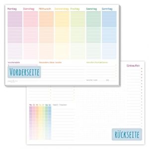 paper&you Agenda semainier A4 sans date fixe [Rainbow] 50 feuilles | Agenda avec liste de choses &agrave; faire, liste de courses, grand champ de notes et plus encore | Respectueux du climat et durable (H&auml;fft, neuf)