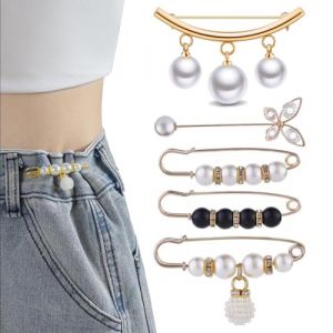5 Pièces Broche Femme Vetement, Perle Broche, Broche Femme Vetement, Grosse Epingle A Nourrice, Broches Et Pins Pour Femme Avec Perles Strass Épingles pour Col Châle Cardigan Echarpe Jeans (WANGNA STORE, neuf)