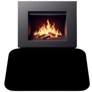 Plaque de sol de cheminée 60x80 cm en acier pulvérisé noir, plaque de protection anti-étincelles pour poêle, tôle de cendres, garde-boue (Anwicar, neuf)