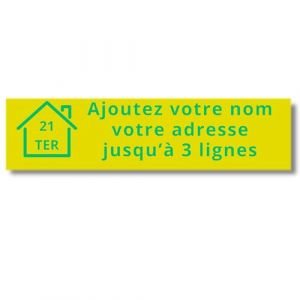 Plaque Bo&icirc;te aux Lettres Personnalis&eacute;e Adh&eacute;sive - Nom Grav&eacute; PVC R&eacute;sistant - 10x2.5cm Gris Alu M&eacute;tallis&eacute; - 1 &agrave; 3 Lignes pour Maison Num&eacute;ro Rue (Jaune/Vert) (Univerdeal, neuf)