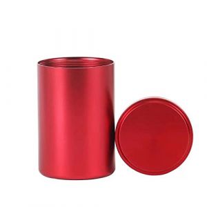 Gierzijia Seal Bo&icirc;tes &agrave; th&eacute; rondes en alliage d'aluminium de titane color&eacute;, mini bo&icirc;te &agrave; th&eacute; portable scell&eacute;e pour caf&eacute;, th&eacute;, bonbons, rangement de feuilles de th&eacute; en vrac (rouge, 140 ml) (GESN fr, neuf)