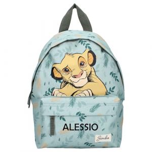 Sac à dos de maternelle Disney Le Roi Lion Simba - Personnalisé avec nom - Petit sac à dos pour garçons et enfants - Sac à dos de loisirs fille 2 compartiments, Vert clair (minimutz, neuf)