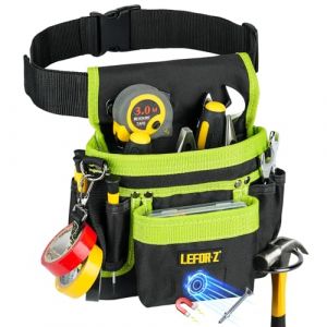 Ceinture &agrave; outils, pochette &agrave; outils magn&eacute;tique, 14 poches pour homme, ceinture &agrave; outils amovible et r&eacute;glable pour &eacute;lectricien, charpentier, construction, tablier de travail, ceinture utilitaire, noir (Spring Store-EU, neuf)