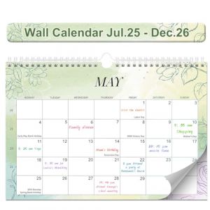 Calendrier Mural 2025-2026, Calendrier Mural de 18 mois à Consulter, Notes&To-do, Reliure à Double Fil, Crochet de Suspension, Calendriers de Juillet 2025 à Décembre, 12,2'“ x 8,3”' (JOYXEON-FR, neuf)