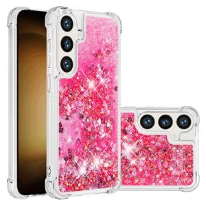 SIYOPINPFY Compatible avec Coque Samsung Galaxy S24+ Plus, [Pink Back] Fille Silicone Paillette Glitter de Luxe Support，Liquide Gel Housse Etui de Protection pour Samsung S24+ Plus - Love Pink YB (SIYOPINPFY, neuf)