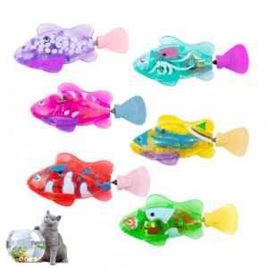 XPJBKC Robo Fish, 6 Pi&egrave;ces Robot Fish &Eacute;lectrique, Poisson Robot Fish avec Lumi&egrave;re, Faux Poisson Aquarium Qui Nage, R&eacute;utilisable Poisson Piscine Jouet de Bain pour Enfants Chat Chiens Jouets (XKDEU, neuf)