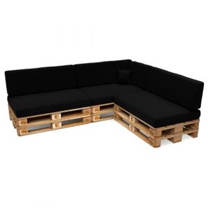 POKAR Set de 8 Coussins pour Palettes Euro D&eacute;perlant: 3X Assise 120x80cm + 3X Dossier 120x40cm + 1x Dossier 60x40cm + 1x Coussin 40x40cm, Canap&eacute; de Jardin, sans Palette, Noir (EURAKOP-FR, neuf)