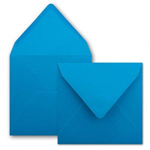 Série FarbenFroh Lot de 400 enveloppes carrées, bleu azur (bleues), 15,5 x 15,5 cm, sans fenêtre, à collage humide, pour cartes d'invitation au mariage, anniversaire et plus (GUSTAV NEUSER GmbH, neuf)