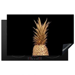 KitchenYeah&copy; Protege Couvre Plaque De Cuisson D&eacute;coration Cuisine Tapis Protection Protecteur Induction 83x51 cm Ananas - Or - Peinture - Noir - Fruit - Luxe (KitchenYeah, neuf)