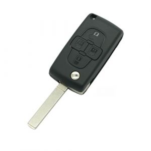 BROVACS Coque de clé de rechange CE0536 de type VA2 compatible avec Peugeot 1007 807 4 boutons entrée sans clé Flip Remote Key Case Fob SS316B (fassport, neuf)