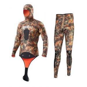 Kenilah Camouflage plongée sous-Marine 5MM Combinaison néoprène Hommes séparé 2 pièces Ensemble plongée en apnée Surf Combinaison de plongée Maillot de Bain en Eau Profonde(Medium) (kennela, neuf)