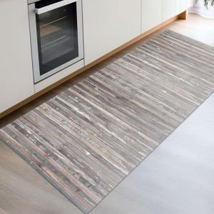 Cos&igrave;Casa Tapis de cuisine en bois respectueux de l'environnement, polyvalent, antid&eacute;rapant, lavable, parfait comme tapis de bain, tapis de cuisine ou tapis d'ext&eacute;rieur [50 x 200 cm, gris &ndash; taupe (HomeLife Italy, neuf)
