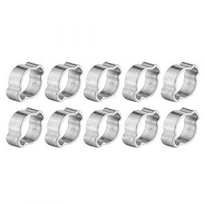 Colliers de serrage, clip de tuyau, attache de tuyau, 10 pièces collier de serrage à deux oreilles en acier inoxydable plaqué zinc 5-23 mm pour tube de tuyau d'essence Fule(9-11MM) (Karsew, neuf)