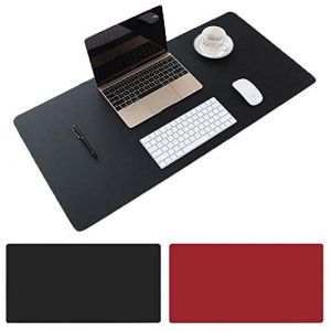 Tapis de Souris Bureau PU cuir tapis de bureau Super-Portable tapis de bureau avec double côté pour les jeux et Sous-main bureau (Noir + Rouge, 60X35CM) (Saicok, neuf)