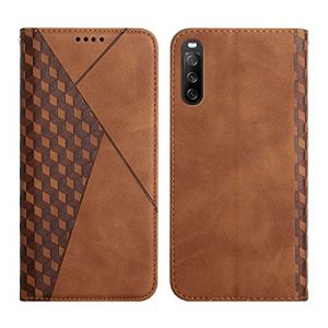KOUYI Coque pour Sony Xperia 10 III, Premium Flip Housse &Eacute;tui Protection Rabat Clapet Portefeuille Phone Cover Magn&eacute;tique [Porte Cartes] Antichoc B&eacute;quille Cover (Marron) (Kouyi EU Store, neuf)
