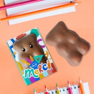 Ourson Guimauve XL | Guimauve Vanille enrobé de Chocolat Lait| Collection Merci | Remerciement Maîtresse Maître Atsem Nounou Collègue (CHOCODIC Maître artisan chocolatier depuis 1995, neuf)