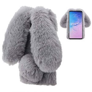 Coque pour Samsung Galaxy S7 Edge Lapin Peluche Fourrure Gris Mignon Kawaii 3D Lapin Oreille &Eacute;tui de Protection Hiver Chaud Souple Poilu Motif Doux Silicone Anti-Choc Incassable Case Cover (LCHDA-EU, neuf)