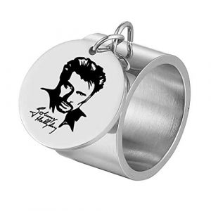 Johnny Hallyday Bague Croix Johnny Hallyday Pendentif Femme Médaille Charm Bijoux Cadeaux Johnny Souvenir Fan, Argent 10 (AFSTALR, neuf)