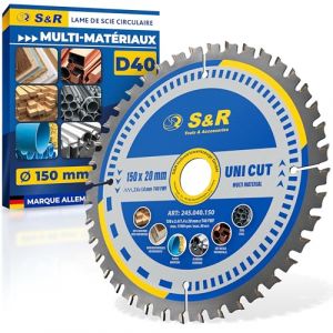 S&R Lame Scie Circulaire 150 x 20 mm 40 dents FWF - Disque Tronçonnage pour Métal Aluminium Acier de Construction Bois Lame compatible Scie Circulaire Table Bosch Makita Einhell Ryobi (Werkzeugbar, neuf)