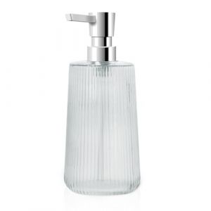 Mamiddle Distributeur Savon Moderne Distributeur de Savon pour Salle de Bain & Cuisine en Verre Distributeur de Savon de Salle de Bain 250ml pour Salle de Bain Plan de Travail (Transparent - 1 pièce) (Mamidlle, neuf)