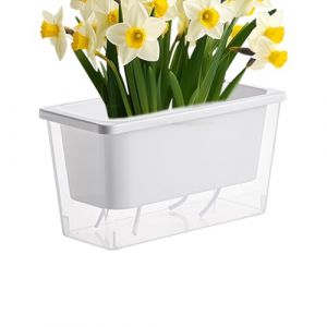 Pots de fleurs rectangulaires, à arrosage automatique, en plastique, modernes, avec réserve d'eau, idéaux pour herbes et fleurs, auto-irrigants, pour rebord de fenêtre, balcon, 26,5 x 14 x 12 cm (zhejhsn, neuf)