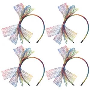 Gatuida Lot de 4 -t&ecirc;tes en dentelle avec pour femme &ndash; Grand - r&eacute;tro ann&eacute;es 80 aux couleurs fluo &ndash; en dentelle vintage pour d&eacute;guisement, f&ecirc;te, cosplay, c&eacute;l&eacute;brations (Brandon Zou, neuf)