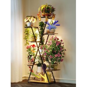 GoTiling Grand Support Plantes avec Lampes de Croissance: 151cm Etagere Plantes Interieur à 8 Niveaux - Support pour Plantes Multiples - Forme en X (GoTiling®-EU, neuf)