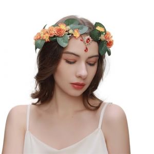 Serre-tête réglable en forme de fleur avec pendentif en strass pour fête de mariage, fête de mariée, bohème, cosplay, fée, bandeau de mariage pour femme (JieLinKeJi, neuf)