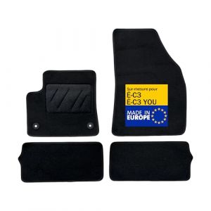 DBS &ndash; Tapis de Voiture - sur Mesure pour Citro&euml;n &Euml;-C3 ET &Euml;-C3 You d&egrave;s 01/2024 &ndash; Antid&eacute;rapants avec Clips de Fixation &ndash; 4 Tapis Auto Avant/arri&egrave;re &ndash; Moquette Noire (Housses Auto DBS, neuf)