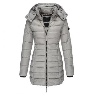 LAEMILIA Manteau Femme Hiver Chaud Veste Femme Capuche Amovible Blouse Femme Hiver Fermeture Eclair avec Poches Doudoune Mi Longue Matelass&eacute; Parka Femme Couleur Unie Grande Taille S-XXL / 34-48 (LAEMILIA, neuf)