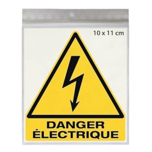 4 Stickers DANGER &Eacute;LECTRIQUE W012 - Taille 10 x 11 cm - Lot de 4 &eacute;tiquettes de signalisation en vinyle autocollant (Eticr&eacute;a, neuf)