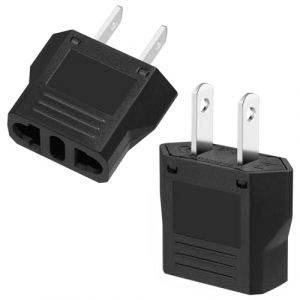 AXFEE Adaptateur Prise Universelle, 2 Pièces Adaptateur Prise USA de Voyage, France/Allemagne/Europe vers US/Chine/Japon/CanadaMexique Adapter pour Voyage EU vers US, Noir (Ouuze, neuf)