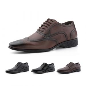 Hitmars Chaussure Homme Derby Oxford Homme Chaussures Cuir Brogues Mariage Lacets Chaussure Ville Business Dressing Chaussure Marron 45 EU (Free Mobile OU, neuf)