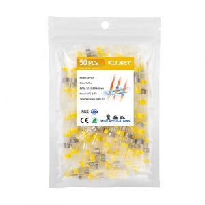 Kuject Lot de 50 connecteurs de fil à souder AWG 12-10, jaune à souder thermorétractables - Gaine de soudure isolée étanche pour joint de fil de bateau (KujectShop, neuf)