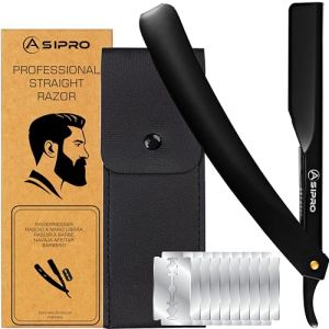 ASIPRO Rasoir à Barbe Homme avec (20 Demi Lames)10 Rasoir Lame Coupe Choux Professionnel et Étui de Protection Rasoir Coupe Choux Barbe Manuel Rasoir Barbier Professionnel Rasoir à Barbe Traditionnel (ASIPRO, neuf)