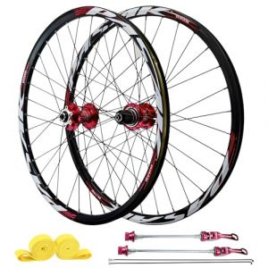 AuroraXQ Paire Roue VTT 26"/27.5"/29", Freins &agrave; Disque 32H Jante en Alliage D'aluminium & Moyeu HG Roue Avant 100x9mm / 135x10mm Roues Arri&egrave;re Compatible 7-12 Vitesse et 1,25 ~ 2,25" Pneu(Rouge,27,5 p (iLYYCX Trading co., Ltd., neuf)