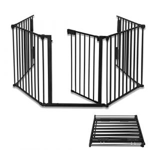 Froadp 75x60cm Bébé Barrière de Sécurité pour Cheminée avec Porte 5pcs Parc pour Chiots Pliante pour Enfants 300cm Barrières d’escaliers et de Portes en Métal Protection pour Poele a Bois (Super Onlinebolt, neuf)