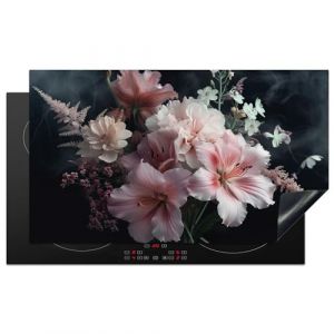 KitchenYeah© Protection Plaque Cuisson Deco Cuisine Cache Induction 90x52 cm Protege Pour Cuisiniere Protection Fleurs - Rose - Vapeur - Plantes - 90x52 cm (KitchenYeah, neuf)
