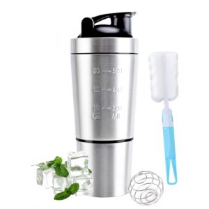 Shaker Protéiné de Acier Inoxydable 700ml,Shaker Proteine,Shakers Protéinés,sans BPA,avec Compartiment et Mixing Balle,Pour Fitness,Sport,Gym (Yvonne  Sophie, neuf)