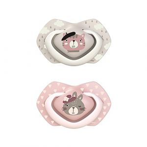Canpol babies Lot de 2 tétines en silicone (18 m+ Bonjour Paris Girl) (Dealon, neuf)