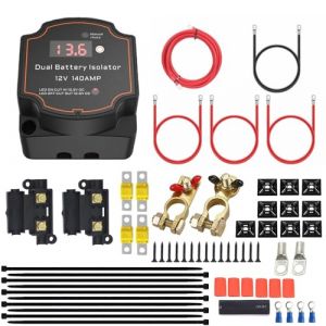 Heart Horse 3m Kit de Relais de Charge Divis&eacute;,Coupleur separateur batterie 12v 140A kit d'isolateur de batterie double avec voltm&egrave;tre LED relais &agrave; la tension de batterie (VSR) pour ATV UTV RV (YYGS_AMZgb, neuf)