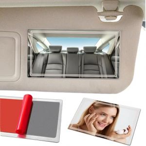 Miroir de Maquillage de Voiture,Miroir Pare Soleil Voiture,Miroir de Courtoisie de Pare-Soleil,Miroir Pare-Soleil,Miroir Cosmétique Intérieur Auto-adhésif Automobile,pour Visera de Coche (HATASTORE, neuf)