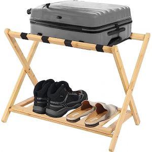 REDCAMP Porte-bagages pliable en bambou pour chambre d'hôtel, porte-valise pliable avec étagère pour maison, Support de valise chambre d'hôtel (Redcamp Outdoor Gear, neuf)