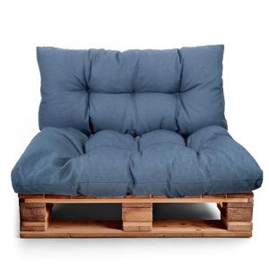Best Wool Ensemble de Coussin Palette – Coussin D’Assise pour Palettes Europe – Coussins pour Palettes Rembourrés avec Mousse Granulaire Poulirette – Inclut Coussin D’Assise 120x80 + Dossier 120x40 (Wool-Stam, neuf)