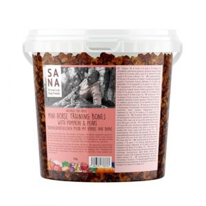 SANA Premium Dog Foods I Chevillères d'entraînement 100 % naturelles séchées à l'air libre dans un seau de 1 kg I Différentes variétés (seau de 1 kg, cheval avec citrouille et poire) (agencyempire, neuf)