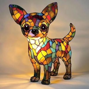 XWNGDAFEVF Siamese Lamp Dog and Cat Series Art Table Lamp Animal Statue Home Desktop Decoration LED Night Light, Chihuahua (tangChunZhuanShi, neuf)